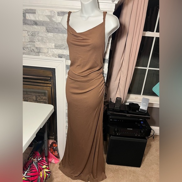 Caramel Cowl Neck Maxi Slip Dress NWOT - Picture 3 of 7